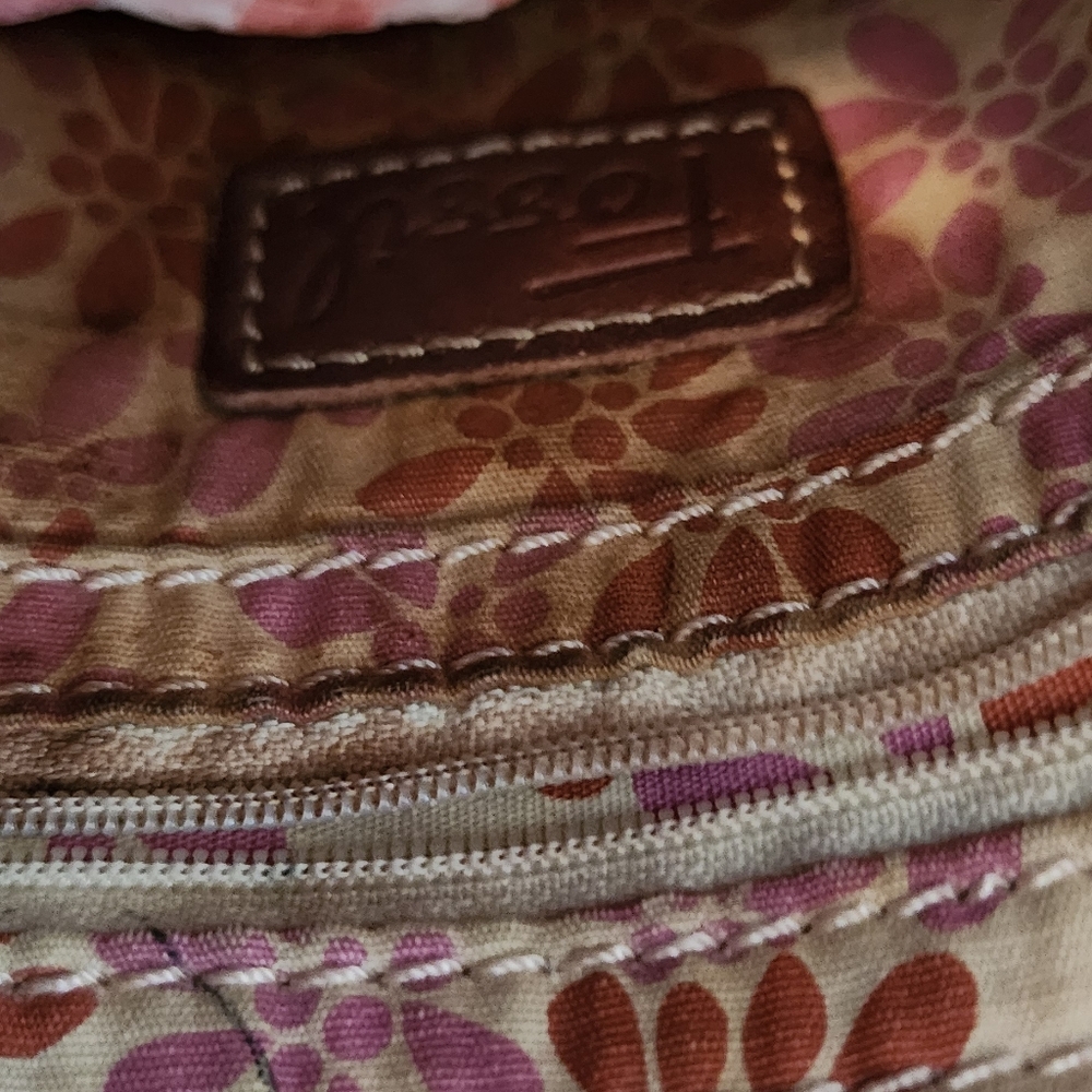 Fossil Patchwork Brown Leather Shoulder Bag - image 4